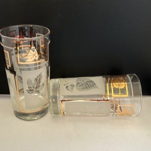 Set of 2  frosted and clear high ball glass from the 70’s